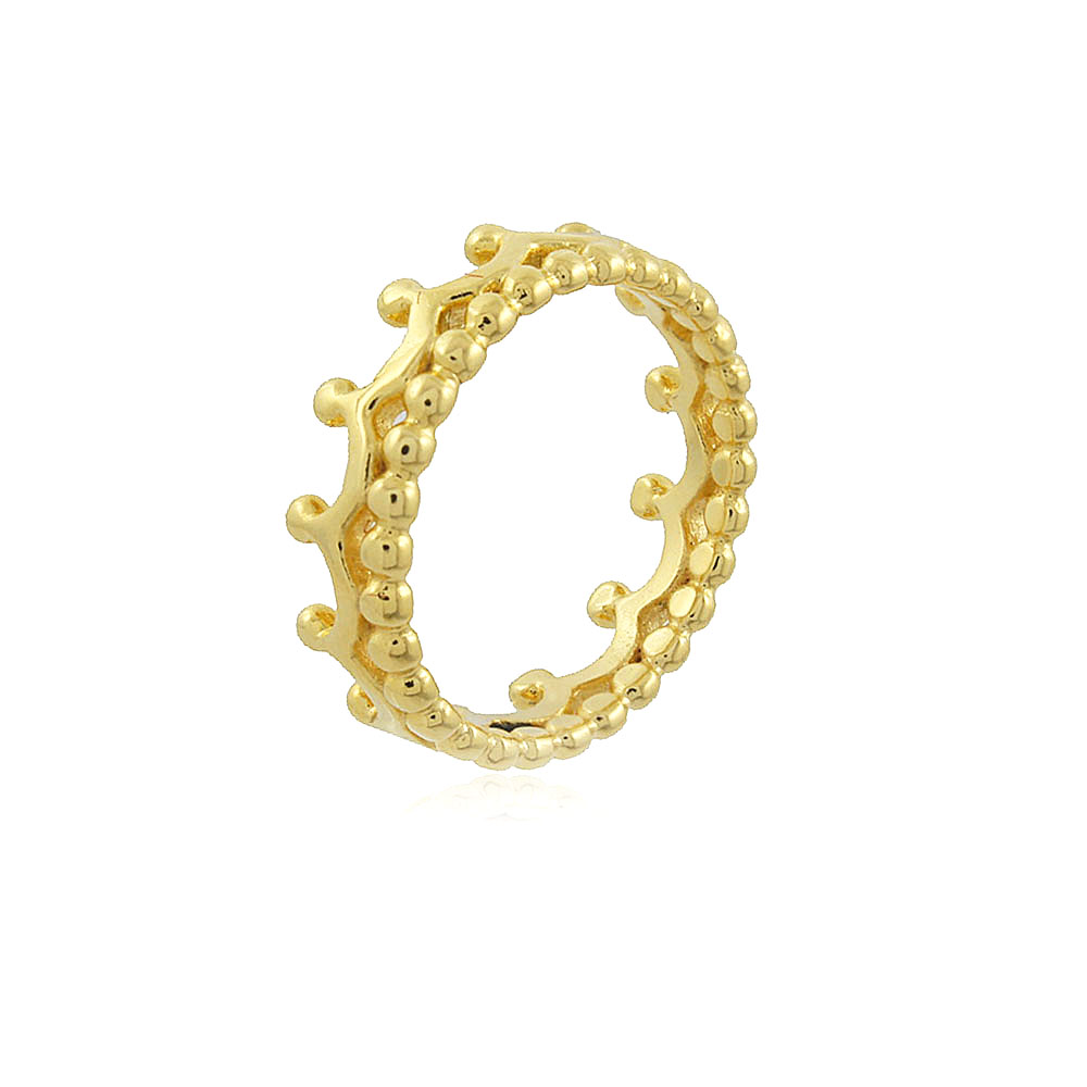 Anel coroa folheado em ouro 18k​
