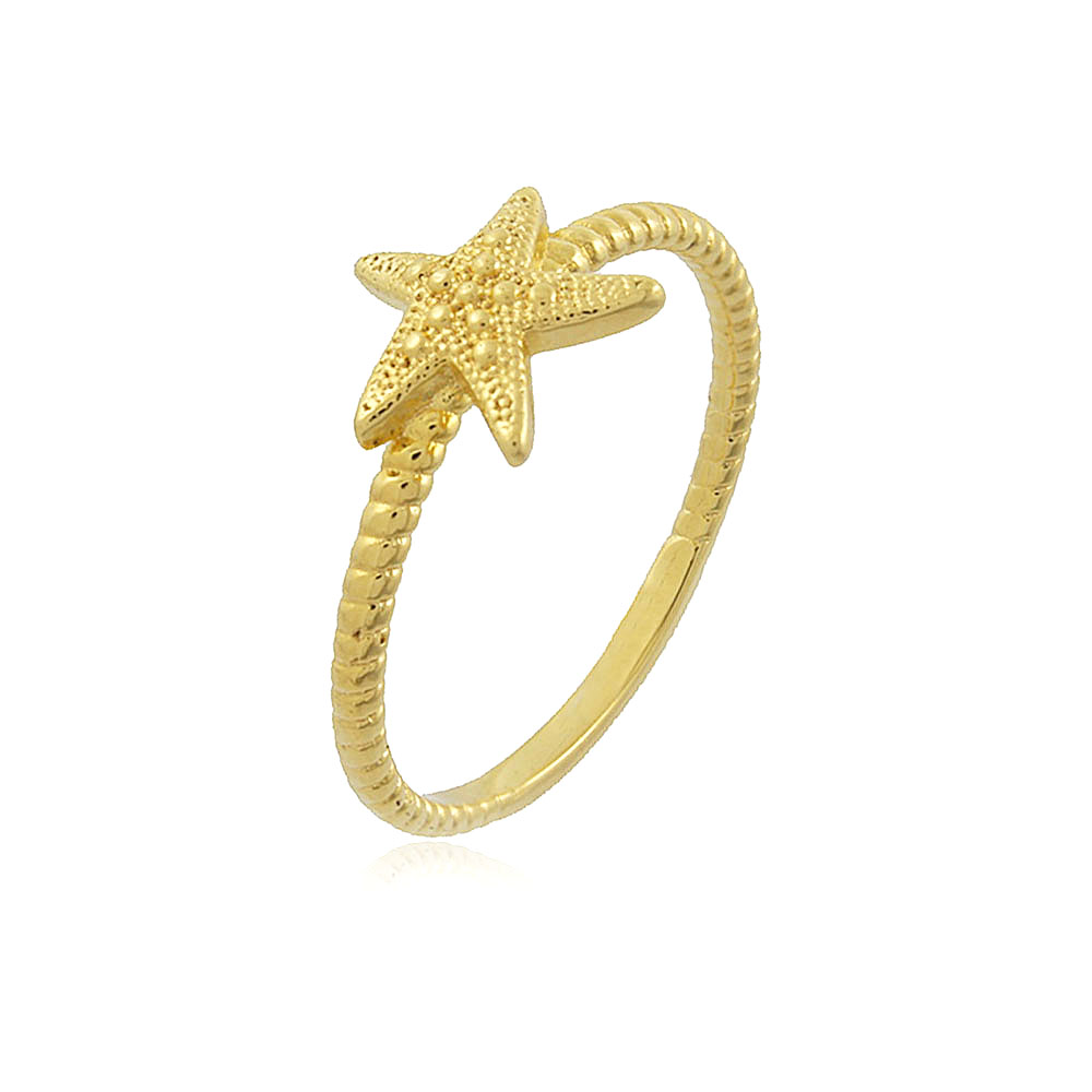 Anel estrela do mar folheado em ouro 18k