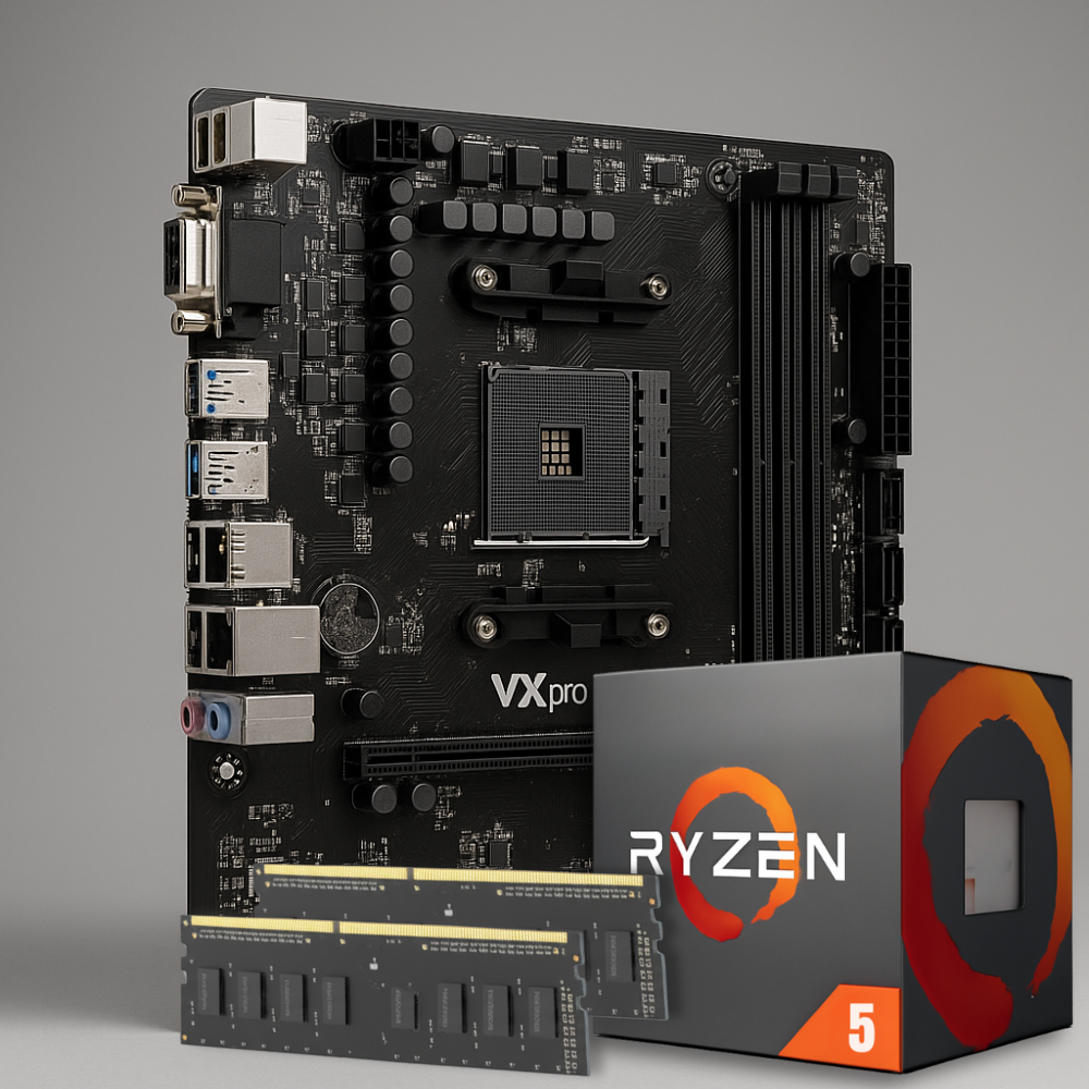 Kit AMD Ryzen 5 5600GT + Placa Mãe B450 + Memória 16GB DDR4