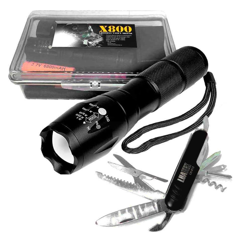 Kit Combo Canivete Automatico de 21 com Suporte para Cinto inoxidável +  Mini Lanterna Tatica Recarregavel USB em Promoção na Americanas
