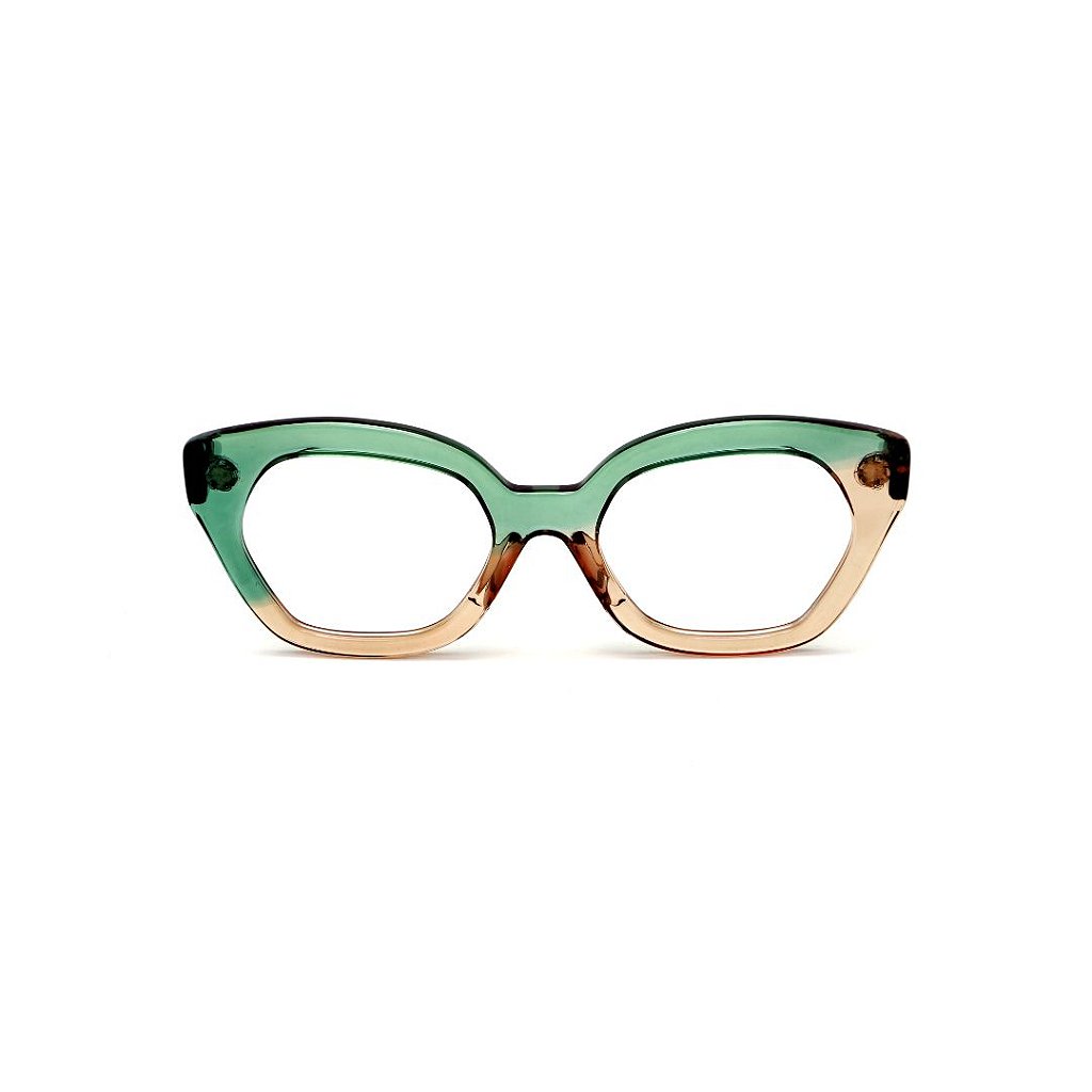 Armação para óculos de Grau Gustavo Eyewear G70 31. Cor: Verde e âmbar  translúcido. Haste verde. - Gustavo Eyewear Óculos de Sol e Grau