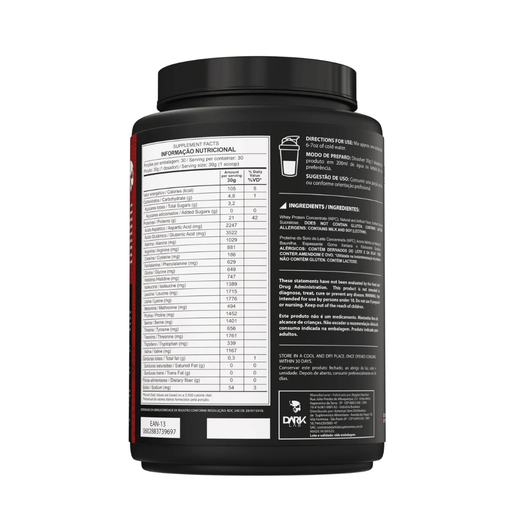 Tabela Nutricional Dark Lab