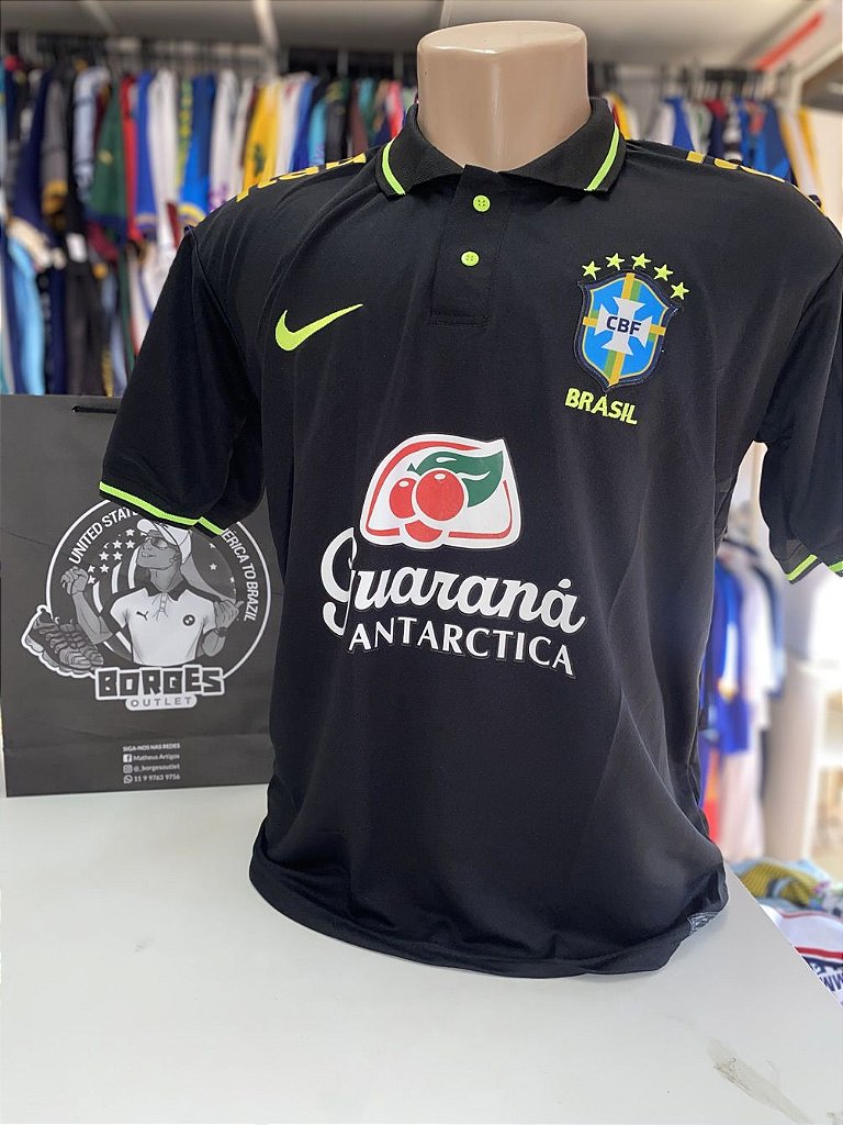 Camisa de time Brasil preto patrocinio camiseta futebol lançamento 2022 -  BORGES OUTLET