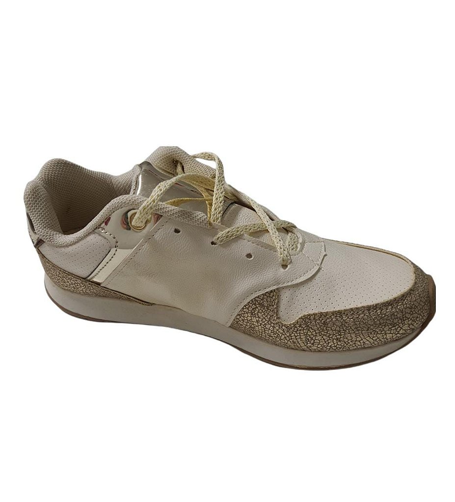 TENIS WALK OFF WHITE / DOURADO KLIN N° 34 - Clube da Fralda