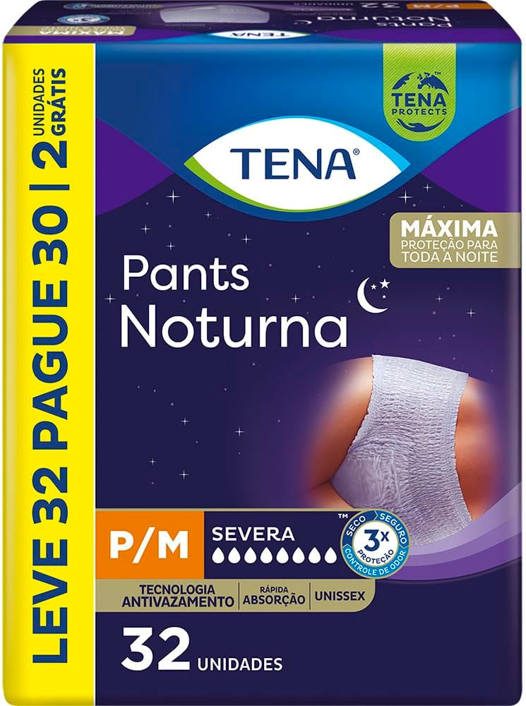 FRALDA GERIÁTRICA TENA PANTS NOTURNA ROUPA ÍNTIMA P/M C/32