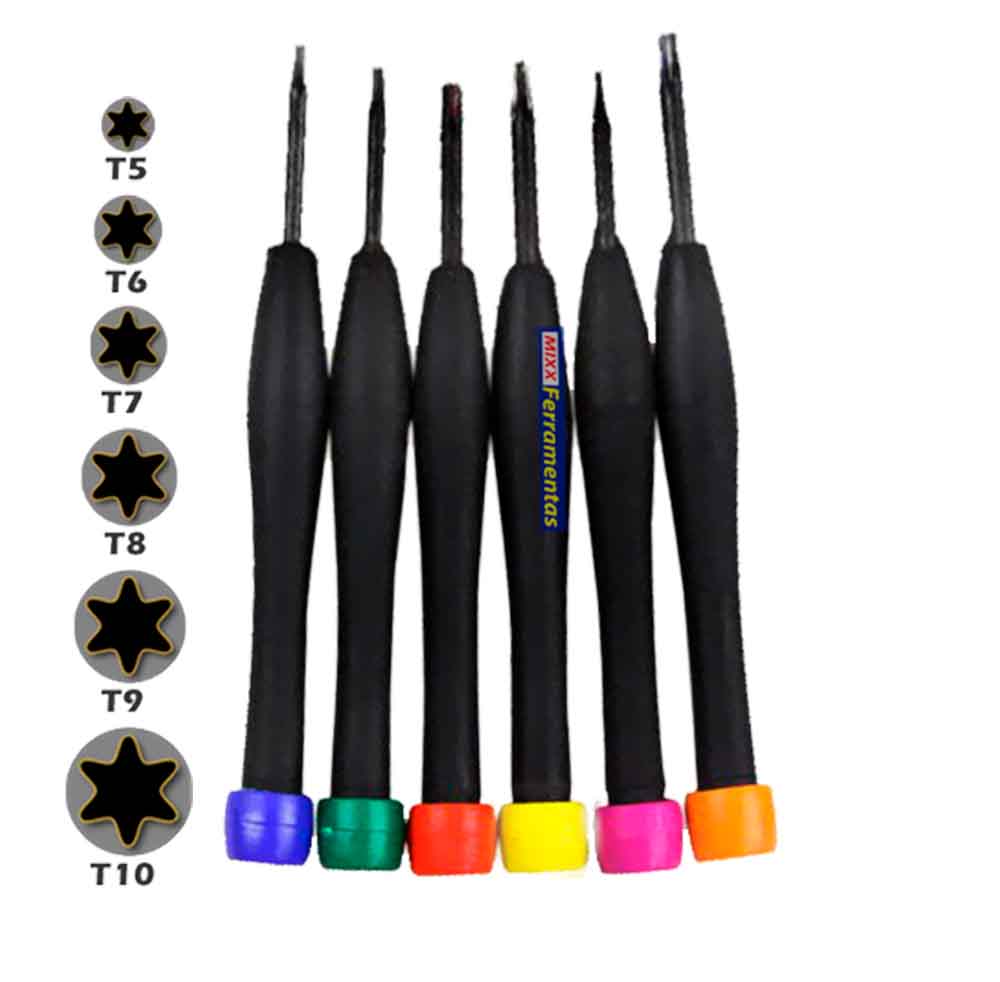 JG Chave TORX T5 ao T15 - 6 pcs - 4012 - mixxferramentas