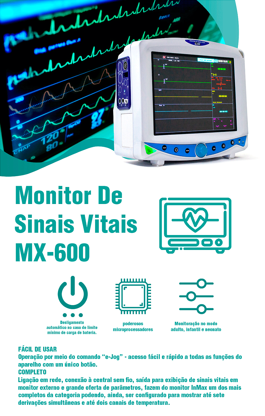 Monitor De Sinais Vitais MX-600 - Medbit