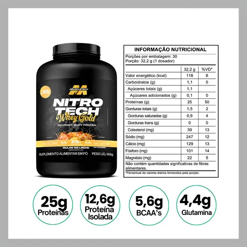 Nitro Tech Whey Gold - 900g - MuscleTech - HEAVY NUTRITION SUPLEMENTOS