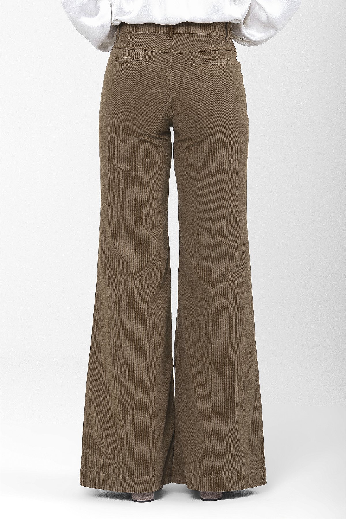 Calça Pantalona Sarja Cotelê Marrom - Faro