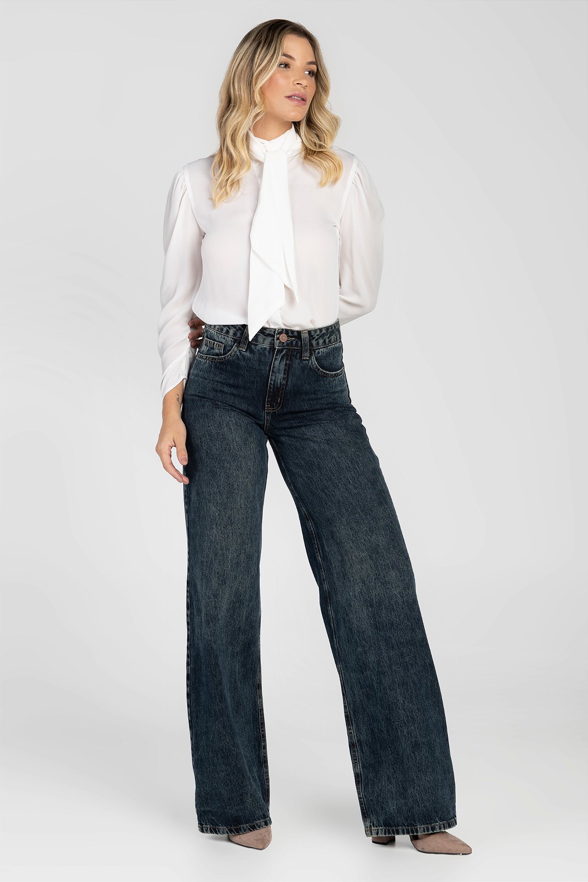 Calça Wide Leg Jeans - Jacarta