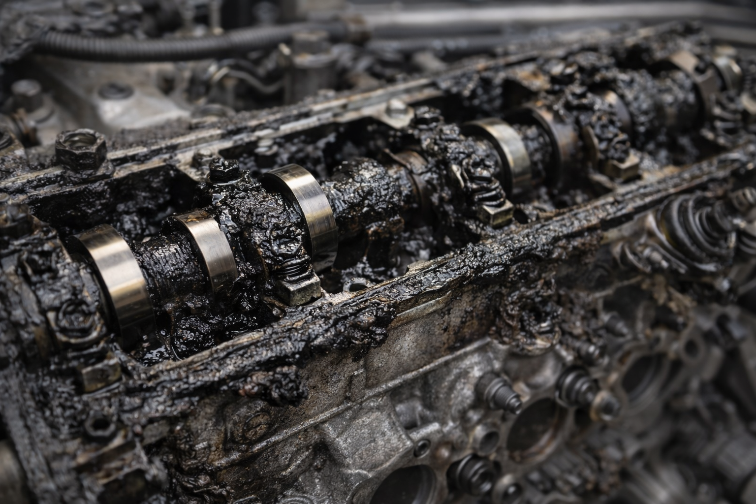 acúmulo de borra no motor causado por óleo velho