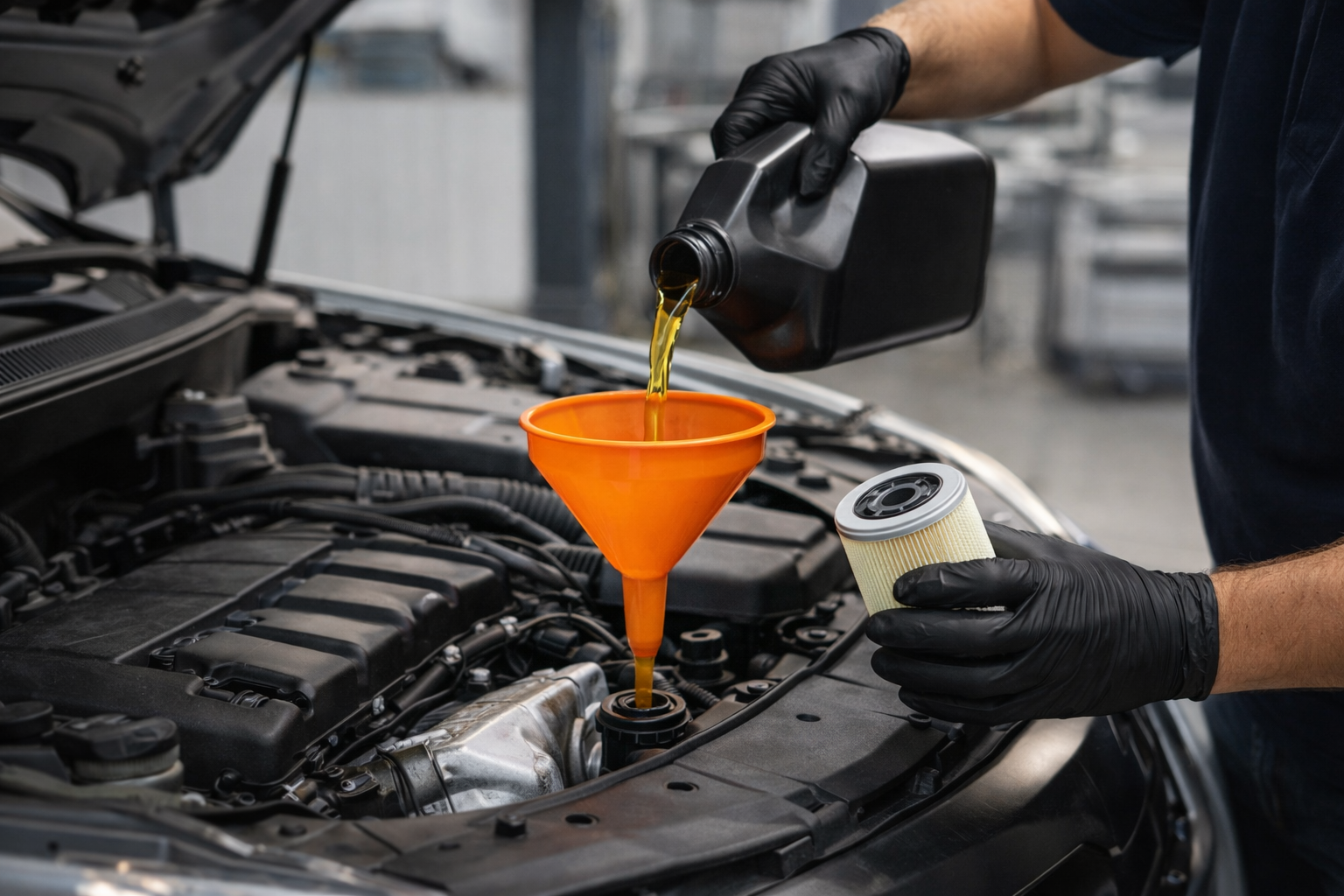 troca de óleo do motor com substituição do filtro