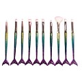 Kit com 10 Pincéis para Maquiagem Sereia - Pcte c/ 12 unid