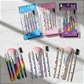 Kit com 05 Pincéis para Maquiagem Estampado Beauty Brush - Pcte c/ 12 unid