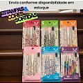 Kit com 05 Pincéis para Maquiagem Estampado Beauty Brush - Pcte c/ 12 unid