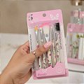 Kit com 05 Pincéis para Maquiagem Estampado Beauty Brush - Pcte c/ 12 unid