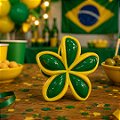Presilha Para Cabelo Grande Verde e Amarelo Copa