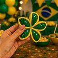 Presilha Para Cabelo Grande Verde e Amarelo Copa