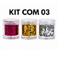 Kit com 03 Glitters para Decoração de Unha