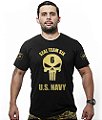 Camiseta Masculina Punisher Seal US Navy Gold Line Preto Team Six Brasil