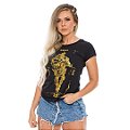 Camiseta Baby Look Feminina New Police Gold Line Team Six Brasil
