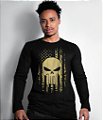 Camiseta Manga Longa Gola EUA Punisher Masculina Team Six Brasil