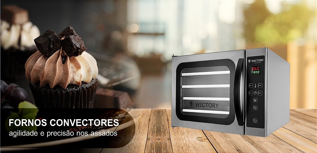 Forno Elétrico Mini Vapor 3 Esteiras Convector Wictory - Viva 7 Máquinas e  Equipamentos