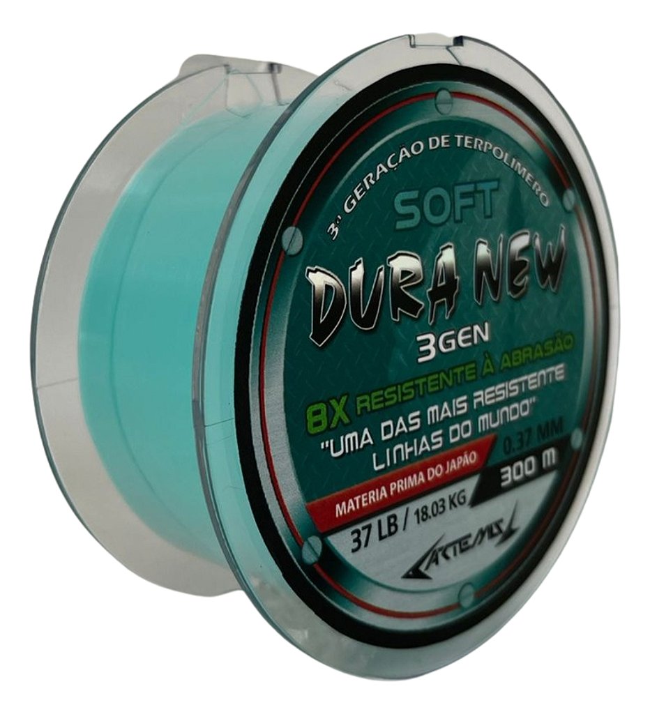 Linha Monofilamento Dura New Soft Azul Esmeralda 300m 0,37mm