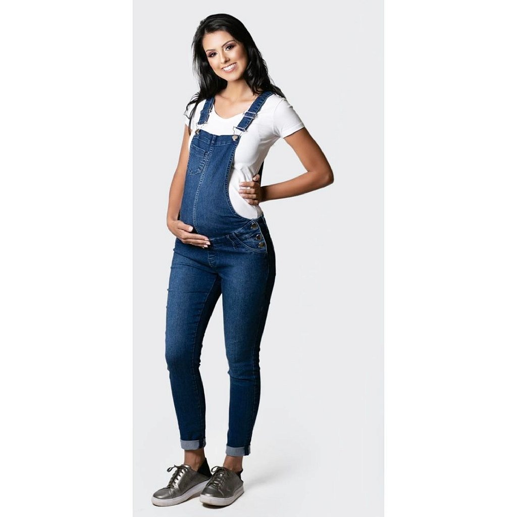 macacao jeans gestante