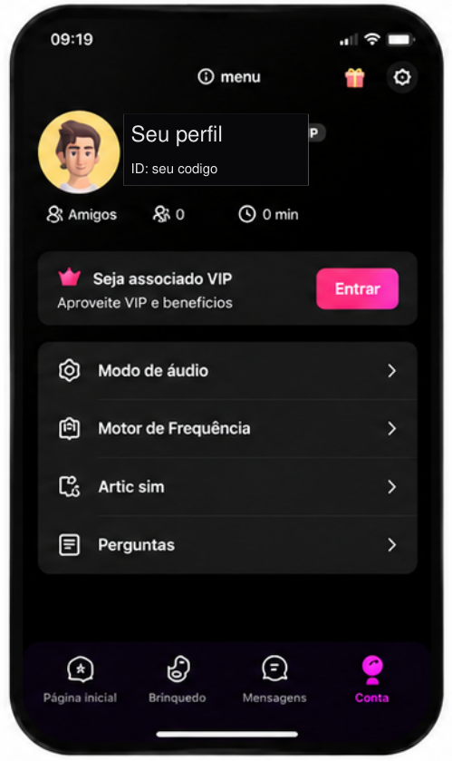 Área de conta do Love Spouse