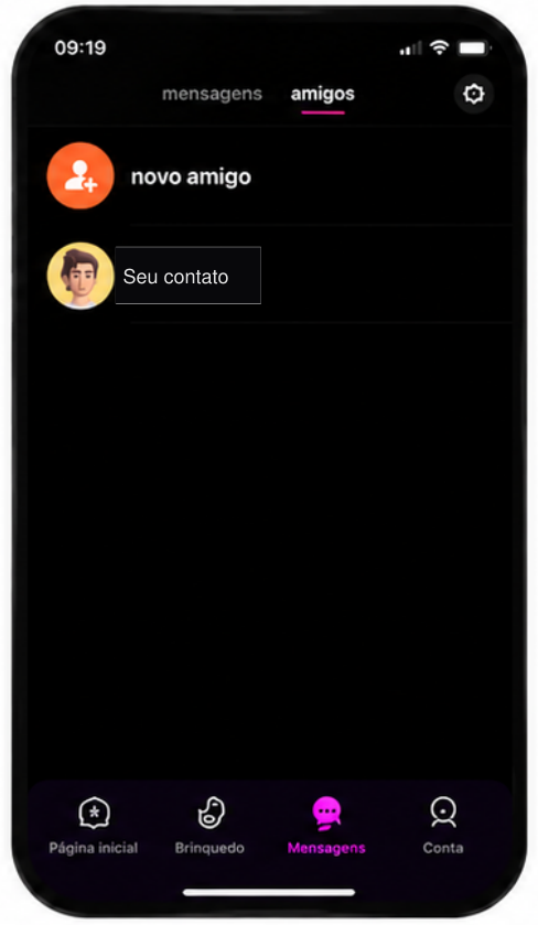 Aba Amigos com a opção Novo amigo