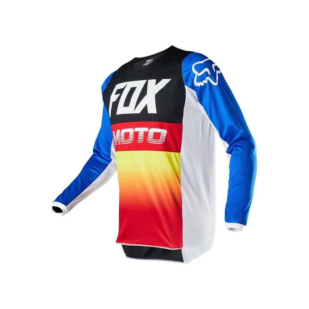 CAMISA FOX MX MOTOCROSS TRILHA 180 FYCE AZUL VERMELHO TAM G