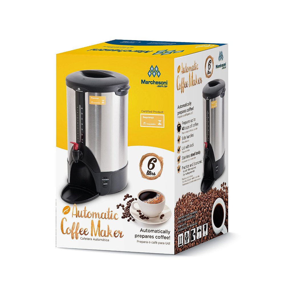 Cafeteira Automática Marchesoni 6 Litros Preto Inox Cafeteira Marchesoni Automatica De 6 Litros Cf 1 692 220v Eletro Pecas Real