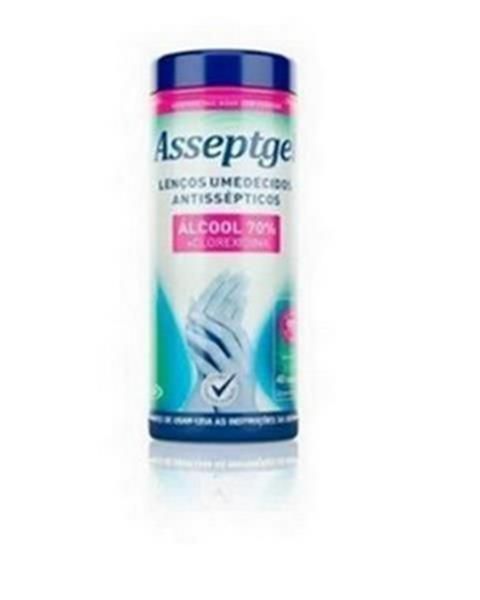 ASSEPTGEL LENCO UMEDECIDO ALCOOL 70 POTE 40UN - Casa Limpa