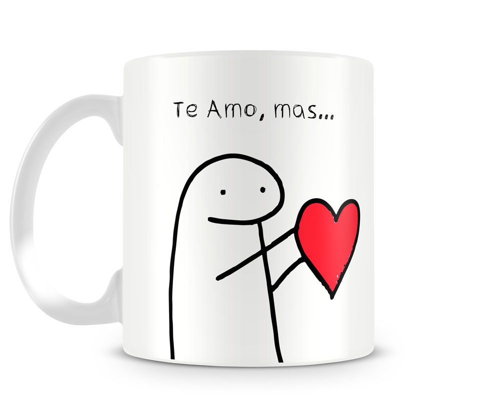 Caneca meme boneco palito flork te amo do tamanho do seu estresse