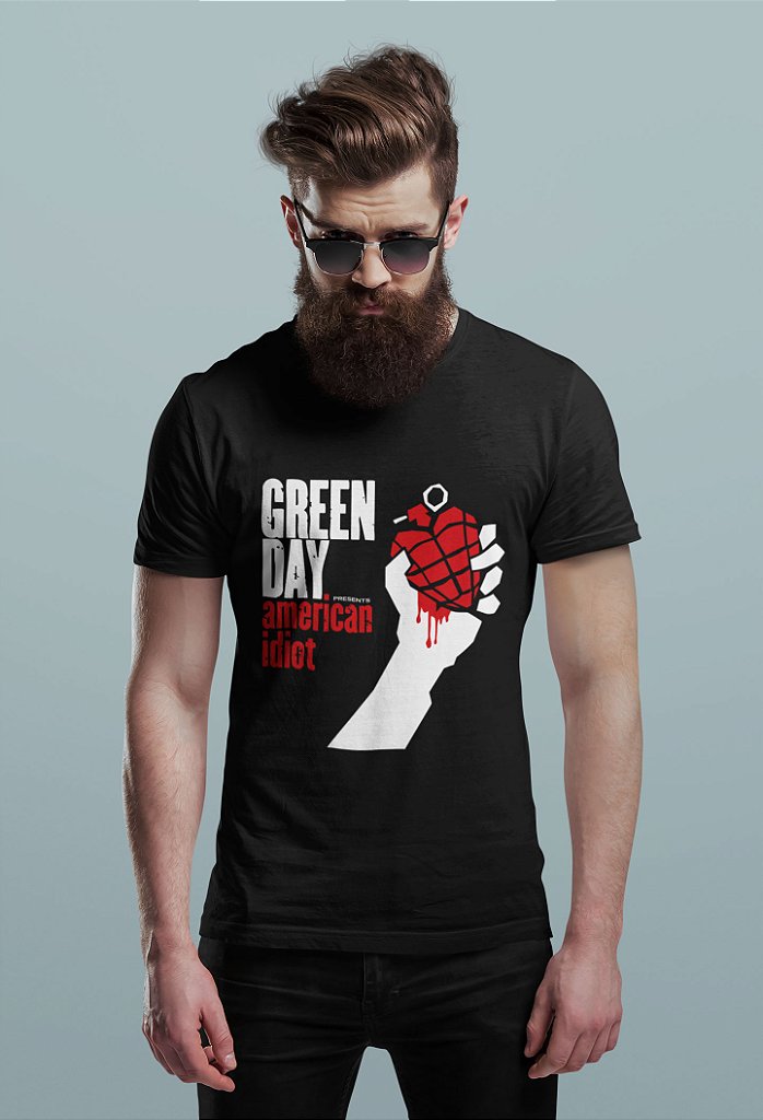 Camiseta Green Day American Idiot Preta 100% Algodão Unisex