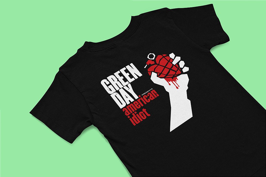 Camiseta Green Day American Idiot Preta 100% Algodão Unisex