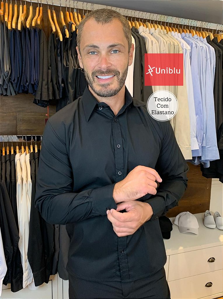 camisa elastano masculina