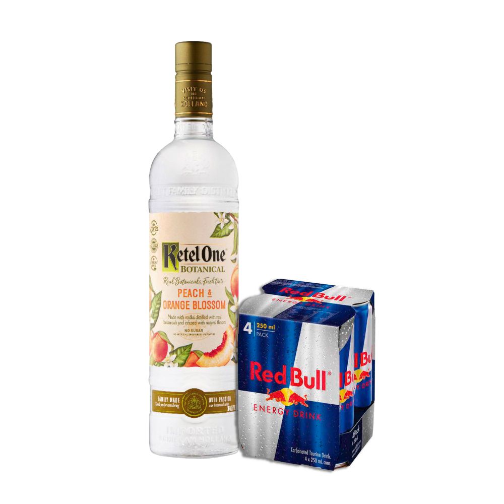 Combo Ketel One Peach & Orange 750ml + 4 Red Bull Tradicional - Bebida In  Box