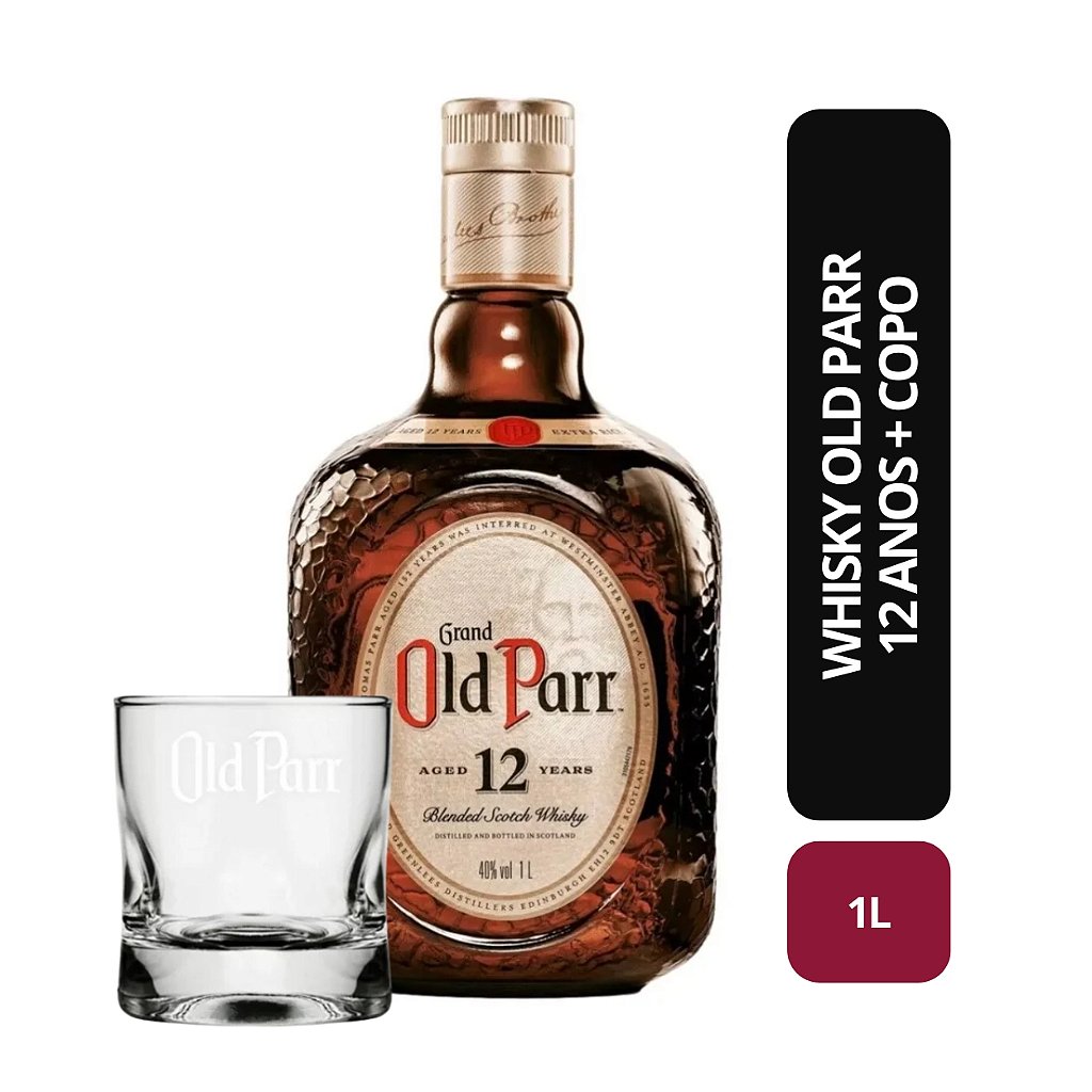 Whisky Old Parr 12 Anos - 1L + Copo De Vidro - Bebida In Box