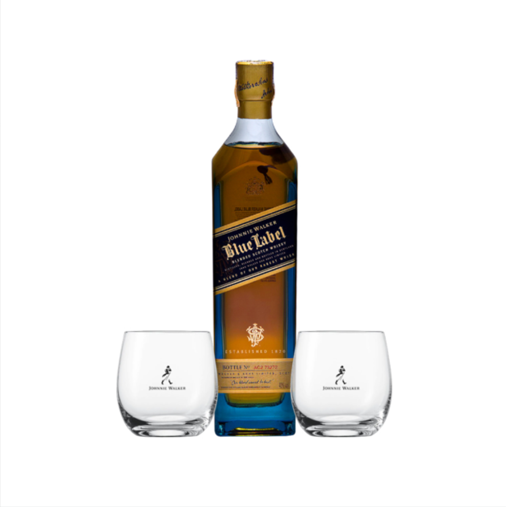 Whisky Johnnie Walker Blue Label - 750mL + 2 Copos Redondos JW