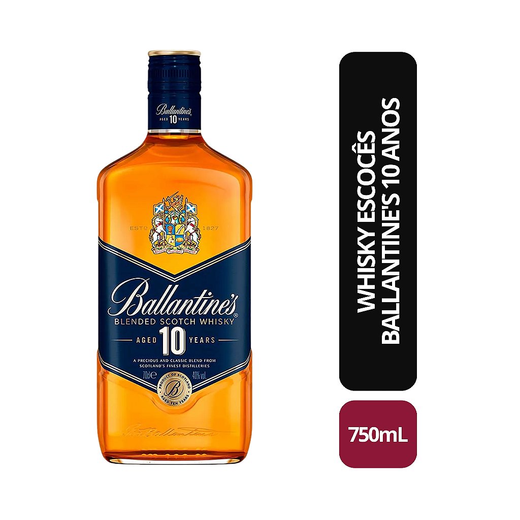 WHISKY ESCOCÊS BALLANTINES 10 ANOS - 750ML - Bebida In Box
