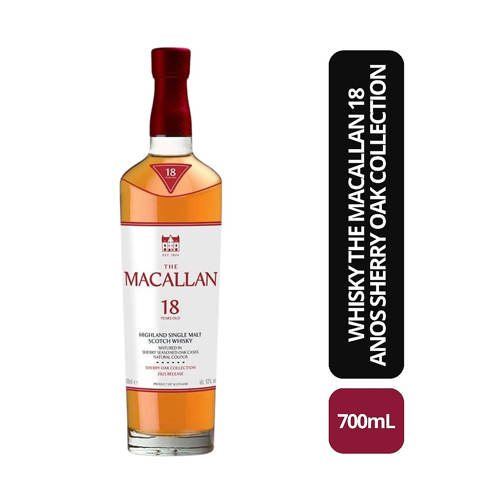 WHISKY THE MACALLAN SHERRY OAK CASK 18 YEARS OLD - 700ML - Bebida