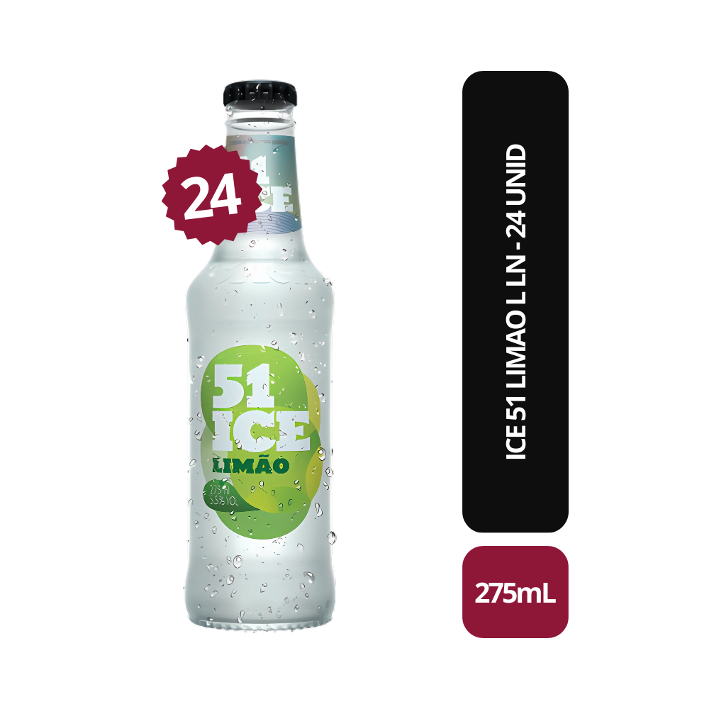 Ice 51 Limão Long Neck 275ml - Caixa com 24 Unidades - Bebida In Box