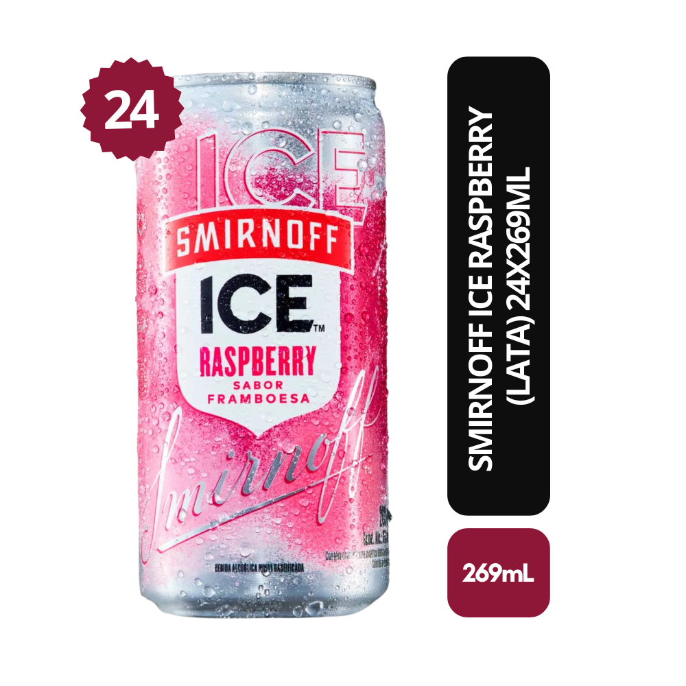 Smirnoff Ice Raspberry - Lata 269ml - Caixa com 24 Unidades
