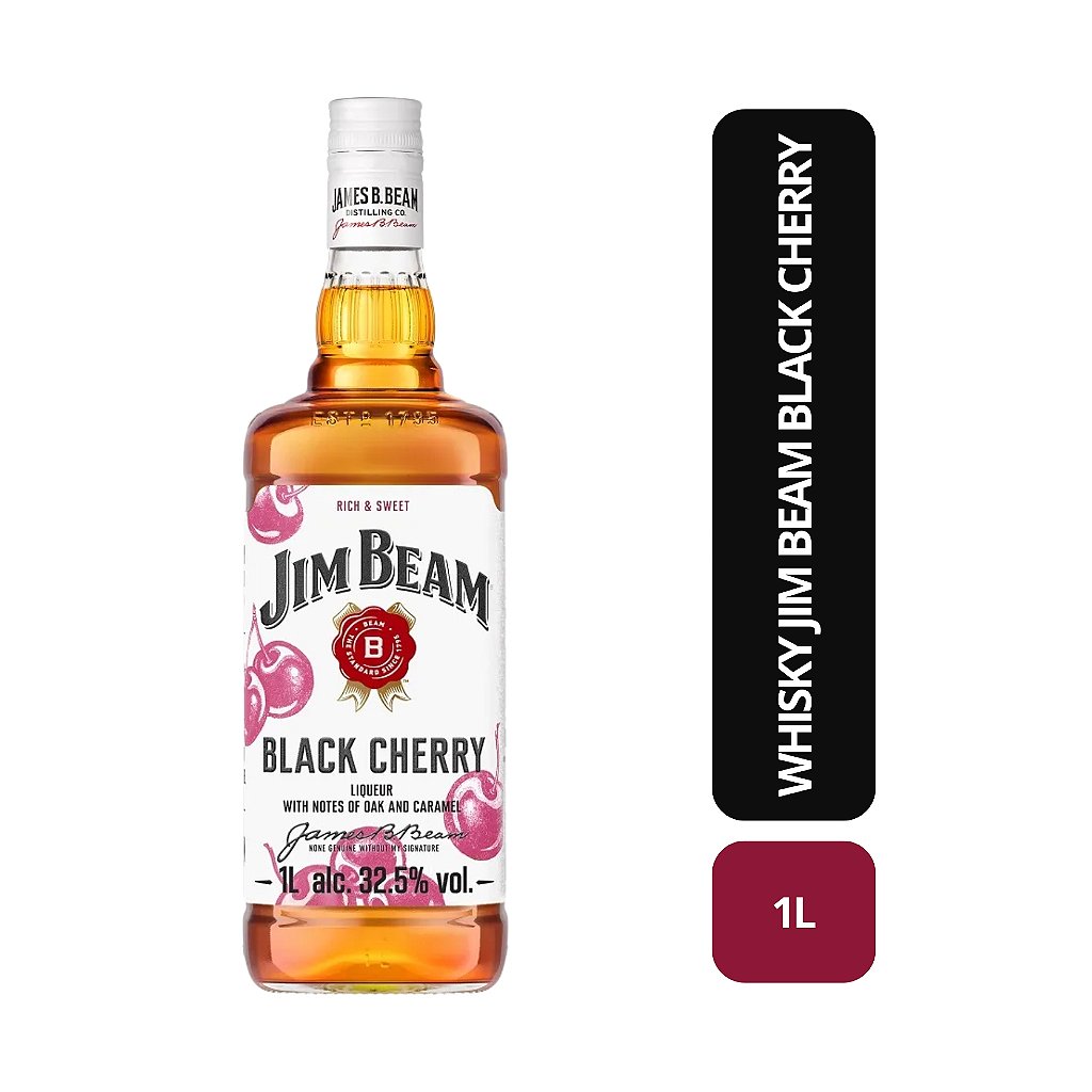 Whisky Jim Beam Black Cherry - 1 litro | Whisky Premium - Bebida