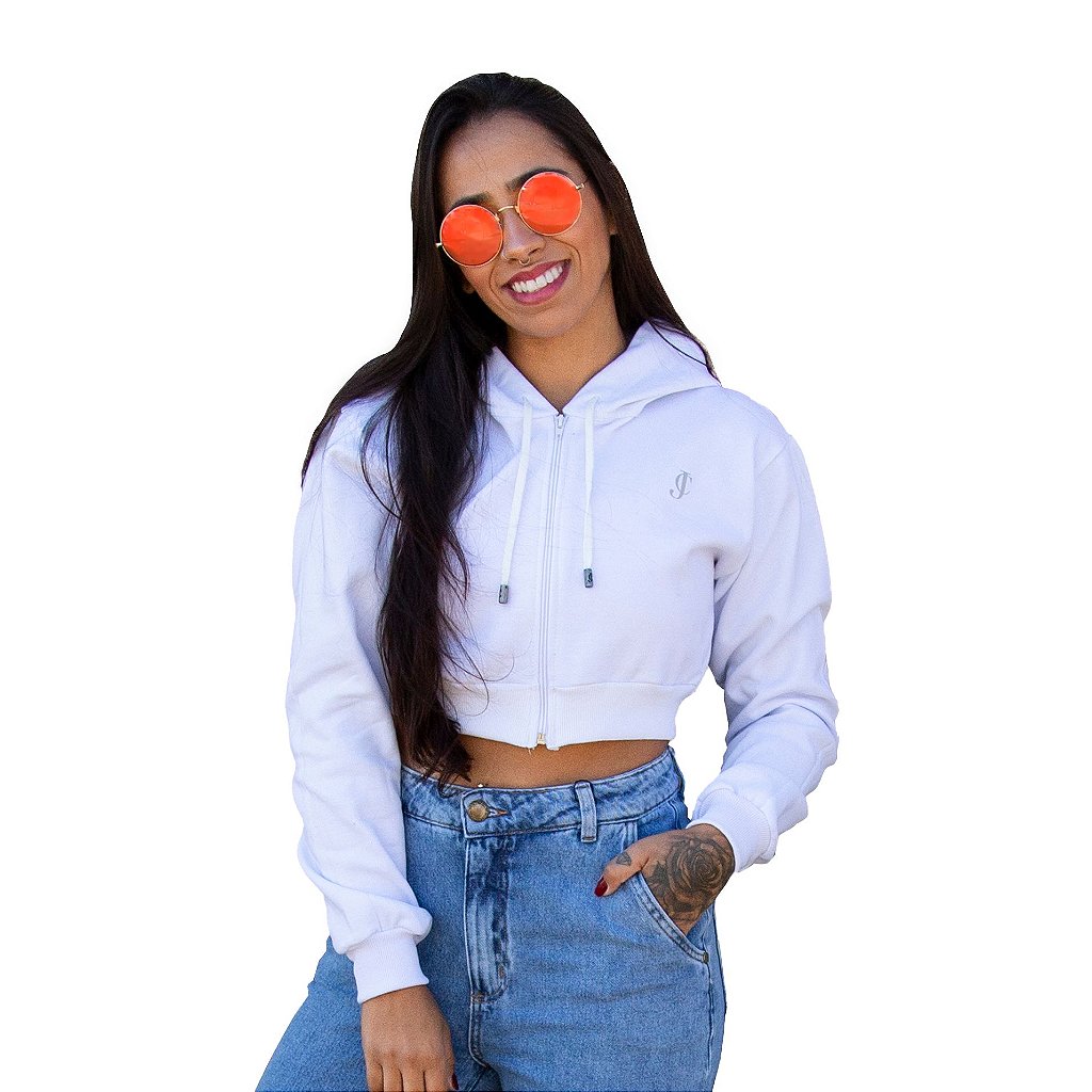 cropped zip moletom com capuzs