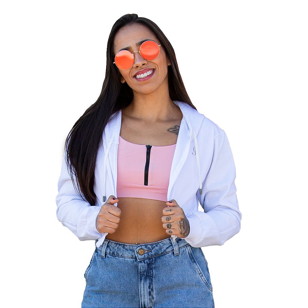 cropped elastic moletom com capuz