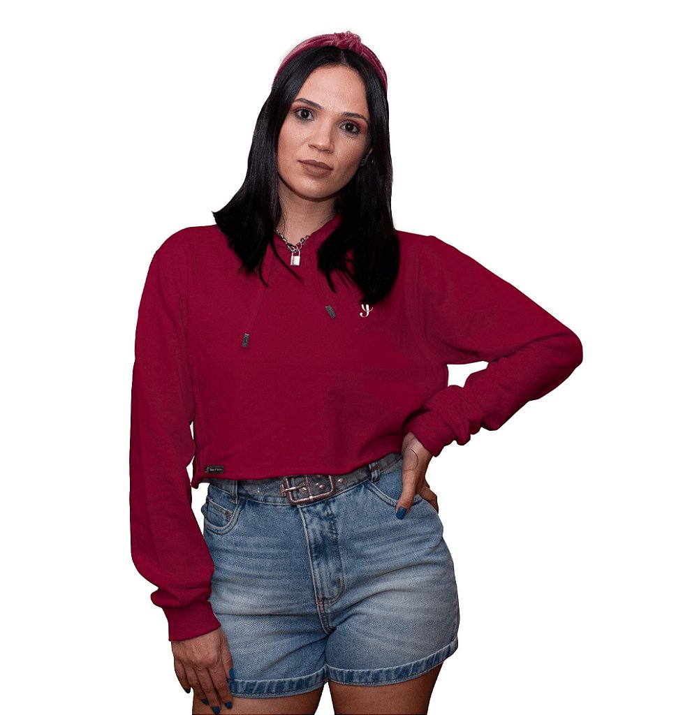 womens red cropped moletom com capuz
