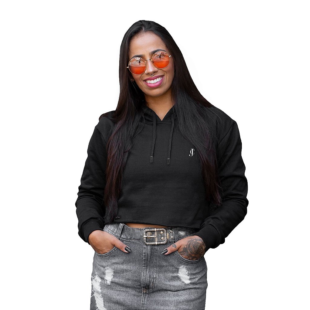 cropped moletom com capuz and jeans